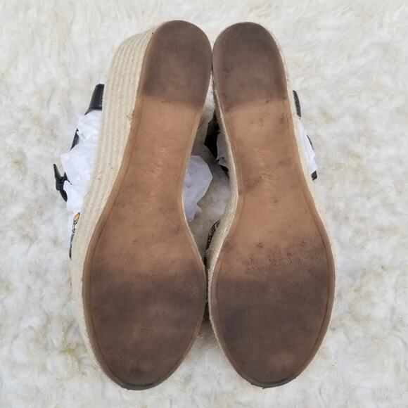 Platform Wedge Espadrille Sandals Sam Edelman Destin Size 10 Black Leather Strap - Picture 11 of 14